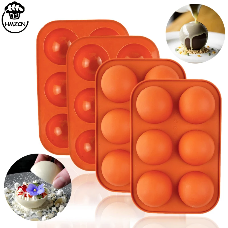 6 Holes 3D Ball Round Half Sphere Silicone Molds for DIY Baking Pudding Mousse Chocolate Cake Mold Kitchen Accessories Tools