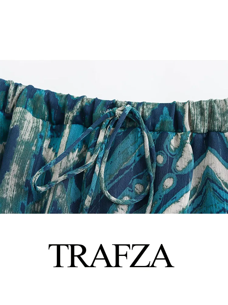 TRAFZA-Falda Midi de hilo metálico para mujer, Falda plisada de cintura elástica, Estilo Vintage, informal