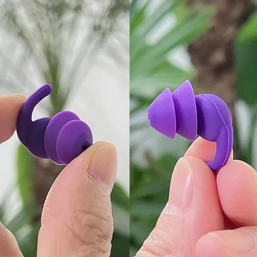 HUAK 1 Pair Reusable Soft Silicone Earplugs Noise Cancelling Anti-noise Earplug For Concerts Sleep Swim Waterproof Ear Plugs