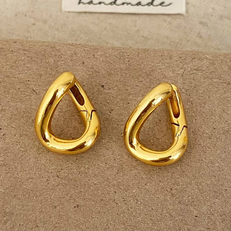 

Real 925 Sterling Silver 18K Gold Twisted Water Drop Hoop Earrings for Women Classic Fine Jewelry Minimalist Accessories