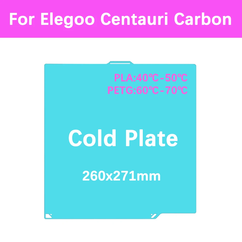 

Glacier Cold Plate For Elegoo Centauri Carbon Build Plate 260x271mm Hotbed High Viscosity Two Sided Printing Spring Steel Sheet