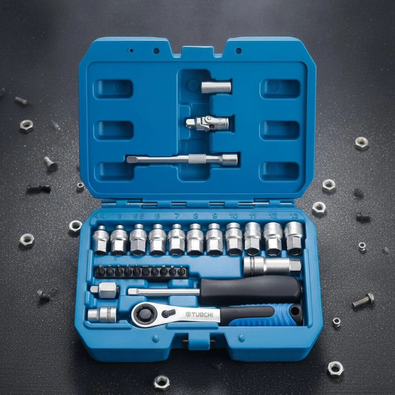 29 Pieces Pass-Through Socket Set Adapter Included 12-Point Socket Wrench Set CR-V Steel Extension Bar for Auto Repair, Workshop