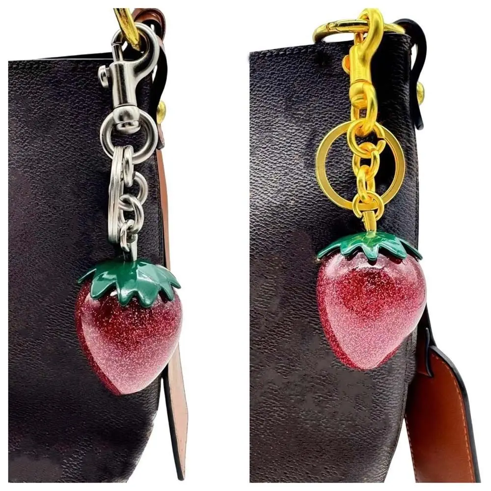 Sweet Ornaments Cherry Keychain Strawberry Key Decoration Cherry Charms Fruit Bag Accessories Car Keyring Hanging