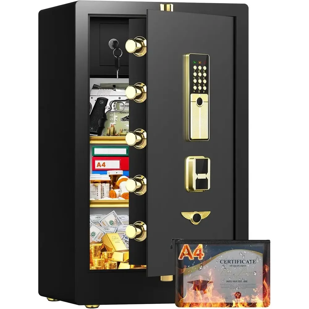 

Heavy-Duty Waterproof Large Safe Box with Anti-Theft Dual Alarms and Hidden Bottom Lock for Home or Office Security