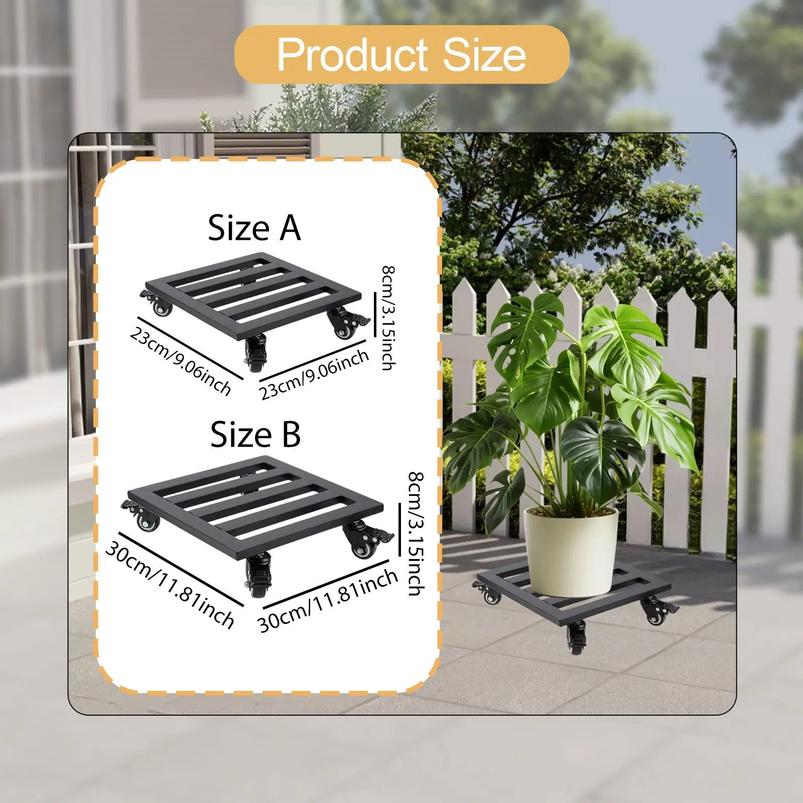 

Подставка для цветочных горшков с блокируемыми колесиками, передвижная подставка для растений для сада, гостиной, патио