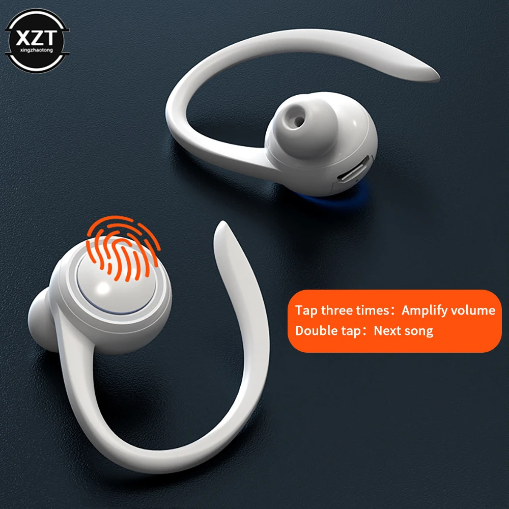 سماعات أذن لاسلكية بخطاف سماعة رأس صغيرة واحدة بدون استخدام اليدين HIFI Bass إلغاء الضوضاء سماعة رأس رياضية داخل الأذن مع ميكروفون لهاتف iPhone