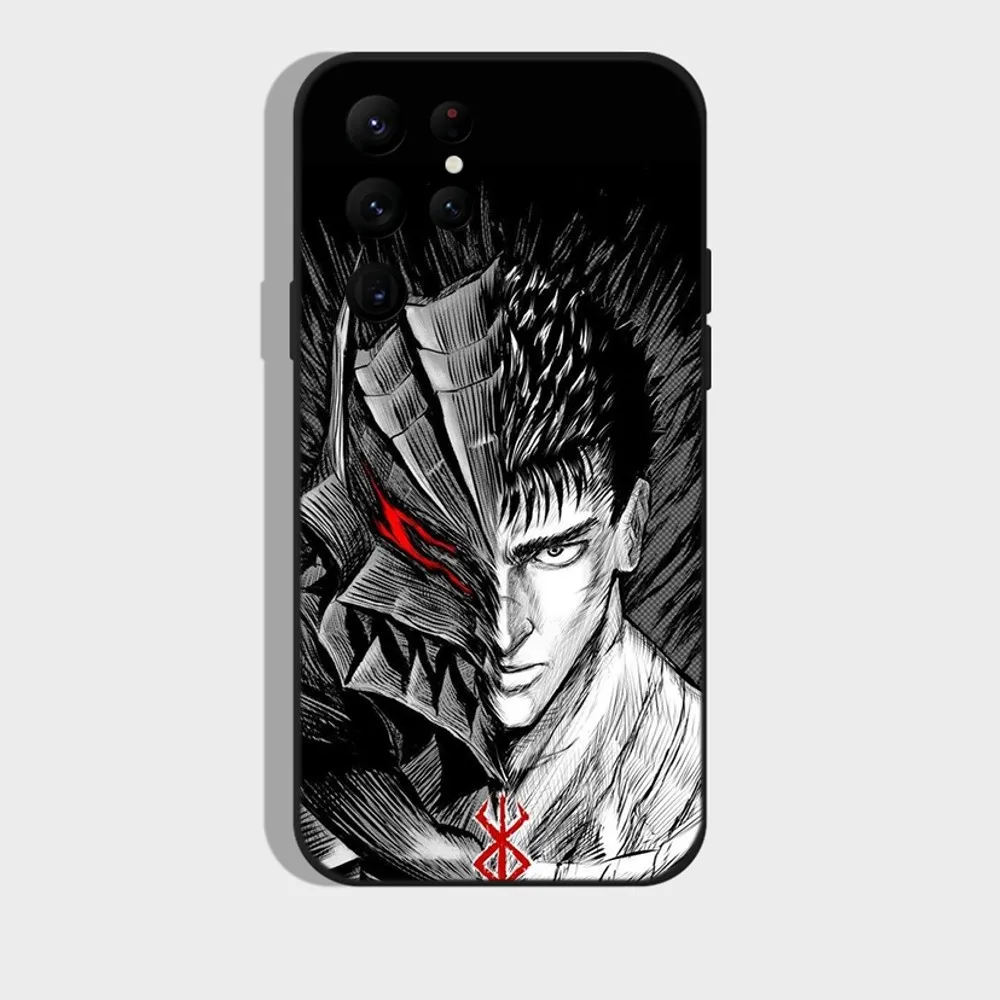 Berserk Guts Hot Blood Anime Phone Case For Samsung S24,S22 Ultra,S20,S30 plus,S22 plus,S23,S30 ultra 5G Silicone Cover