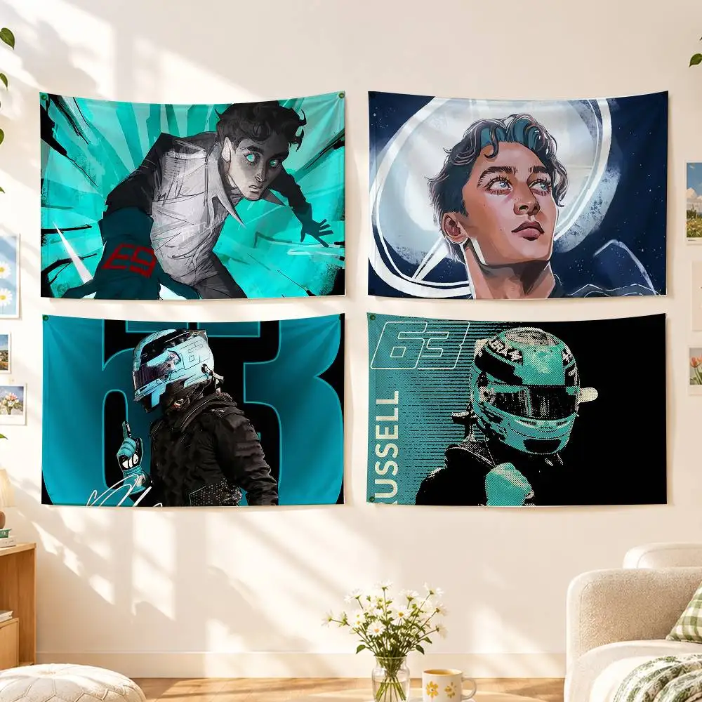 Racing Driver G-George Russell Flags Wall Hanging Background Art Banner for Bedroom Home Outdoor Decor
