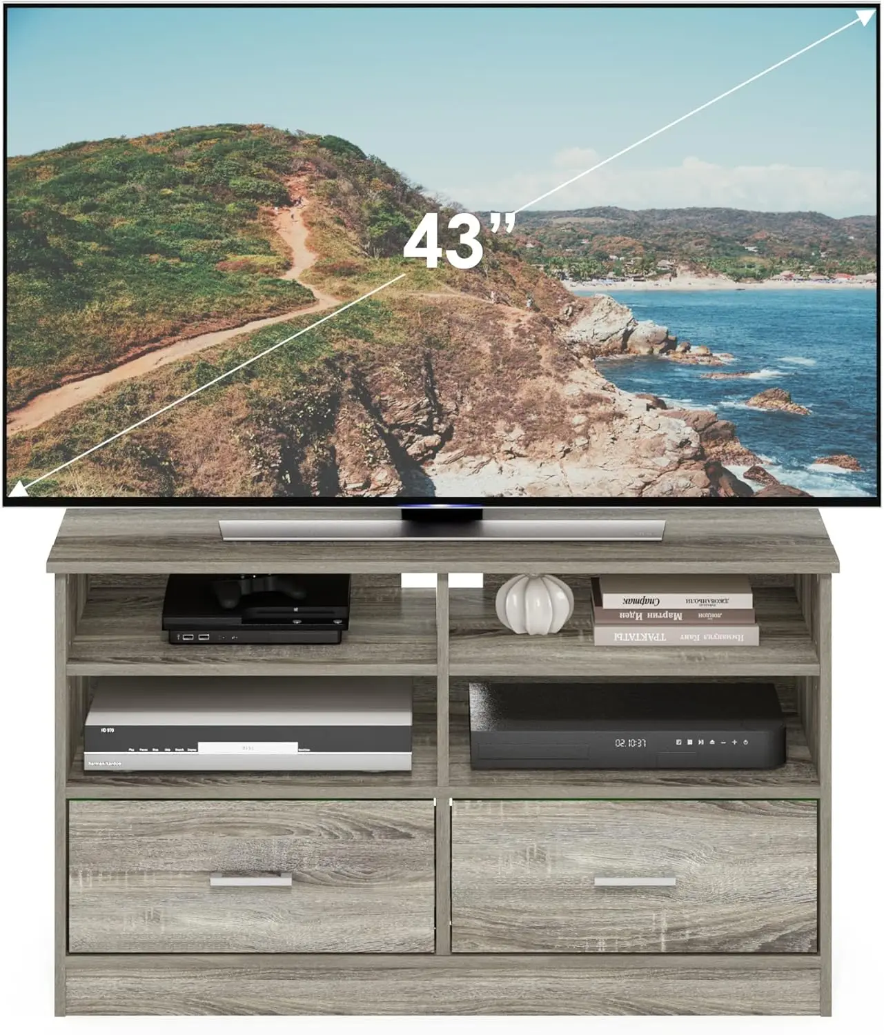 Tv Stand With Drawer, French Oak, Large