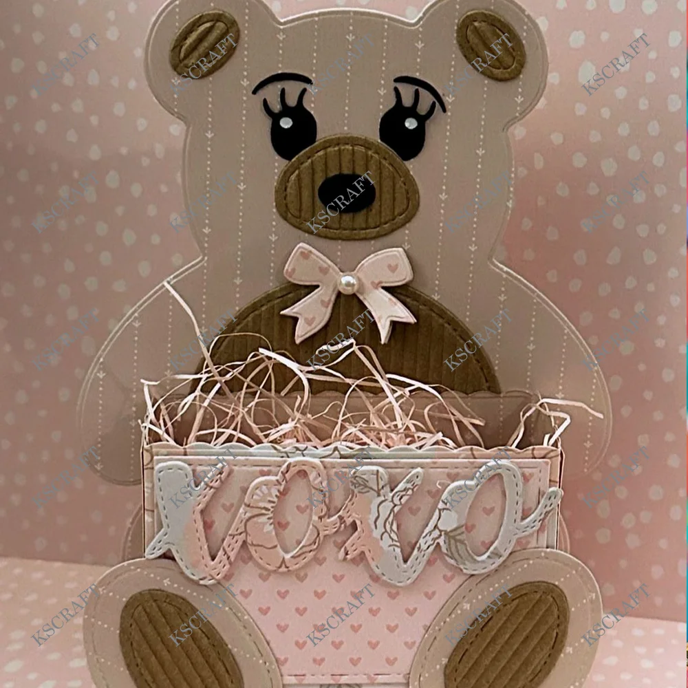 KSCRAFT Bear Pocket Tag Cutting Dies Stencils for DIY Scrapbooking Decorative Embossing DIY Paper Cards