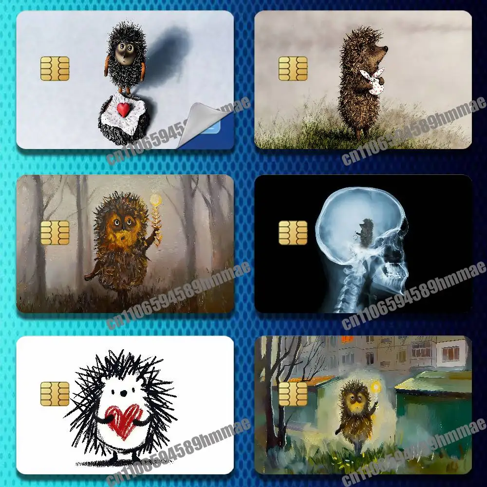 

For Vintage Hedgehog Sticker Paper Skin ID Bank Credit Metro Self-adhesive Card Cover Decoration