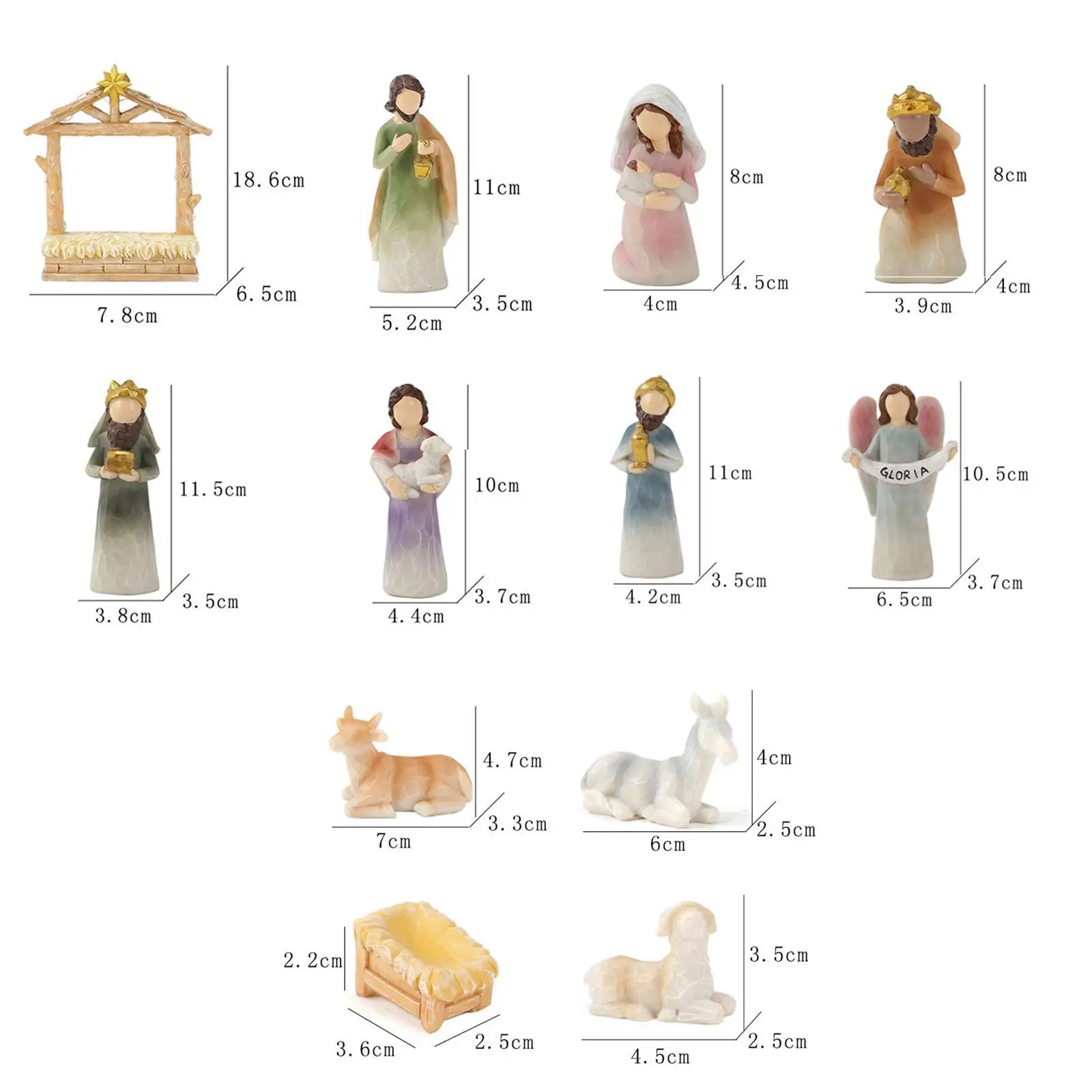 تماثيل ميلاد عيد الميلاد مع أضواء LED مجموعة ميلاد عيد الميلاد الصغيرة هدية الديكور الديني للمدفأة في الأماكن المغلقة والخارجية #6