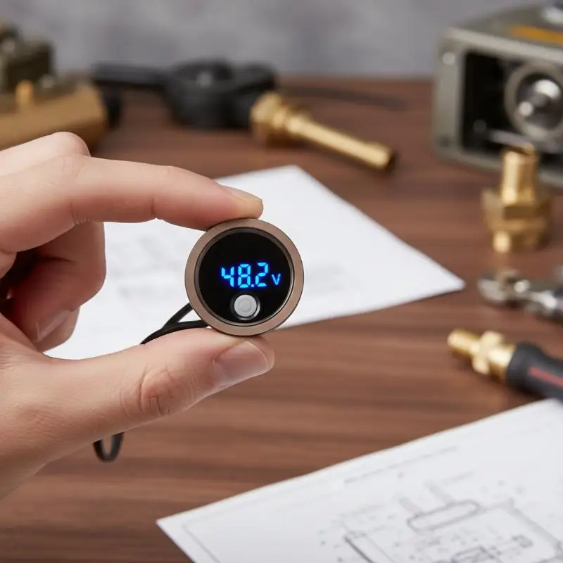 

Универсальный мини-цифровой вольтметр 7-100В, водонепроницаемый индикатор заряда батареи с круглым экраном для лодок, автодомов, электровелосипедов