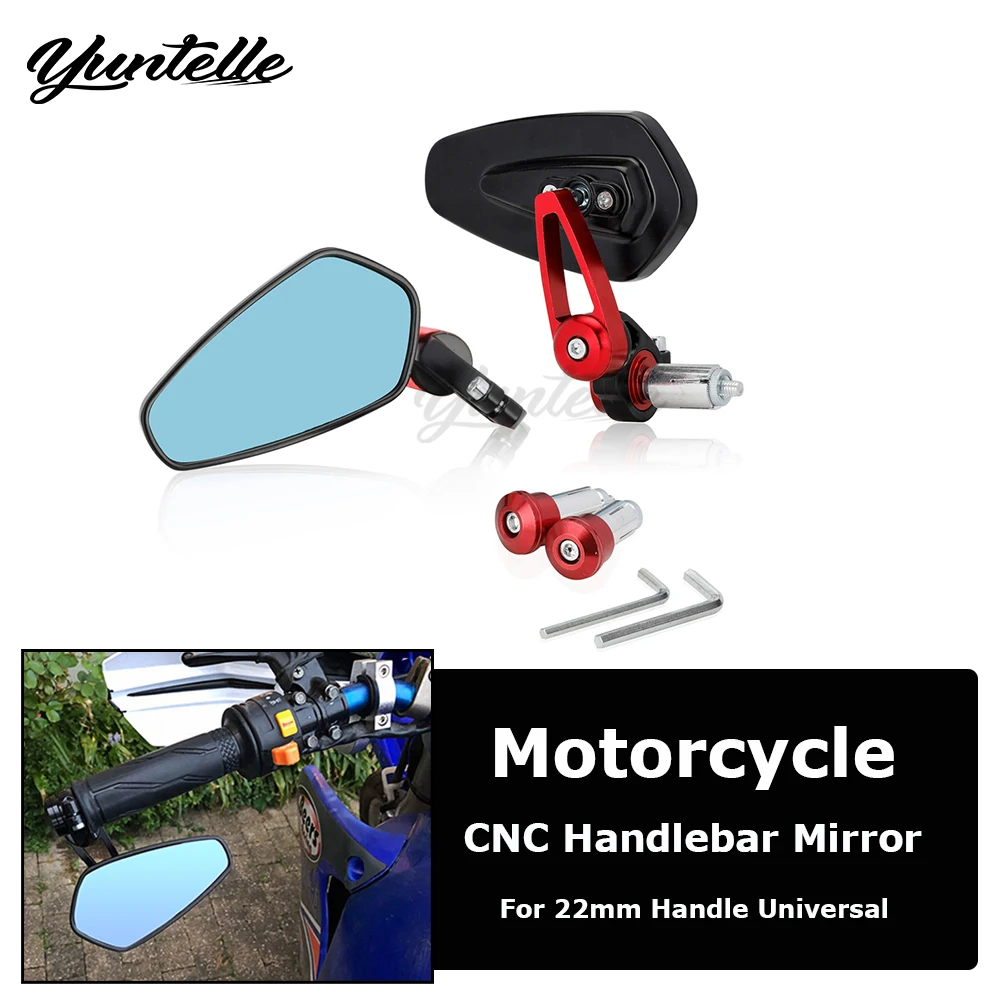 

7/8" 22mm Universal Handlebar End Rearview Mirror Rear View Handle Side Mirrors For KAWASAKI YAMAHA HONDA Motorcycle Accessories