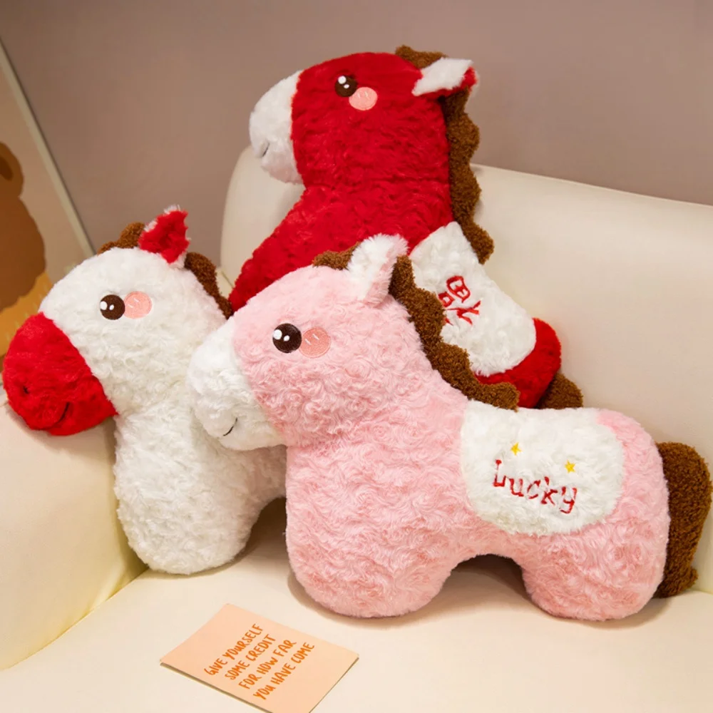 Creative Chinese Style Horse Plush Pillow Spring Festival Decoration Ornament New Year Car Cushion Gift