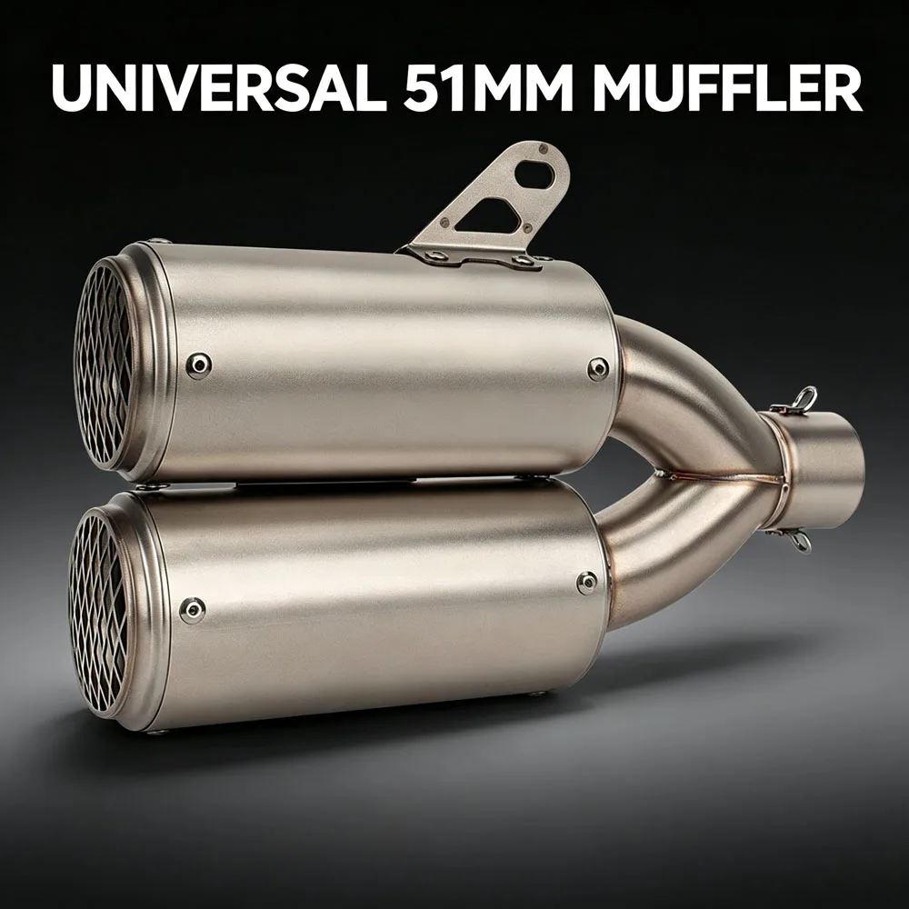 For CBR650R ZX6R R7 GSXR1000 F900XR V2 Motorcycle Exhaust Tail Tube Accessories Racing 51MM Interface Universal Escape Muffler