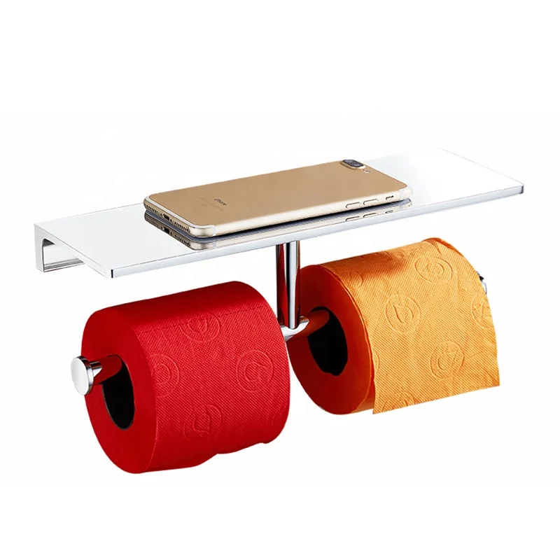 bathroom gold double toilet paper roll holder