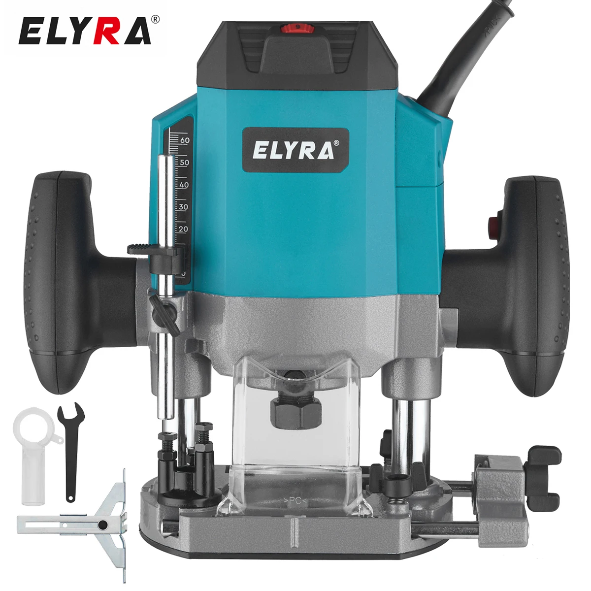 Fresatrice elettrica professionale da 1200 W, con doppia modalità di funzionamento, per rifilare bordi, modello portatile da tavolo, 6 velocità, 30.000 giri/min, base in alluminio, per lavori