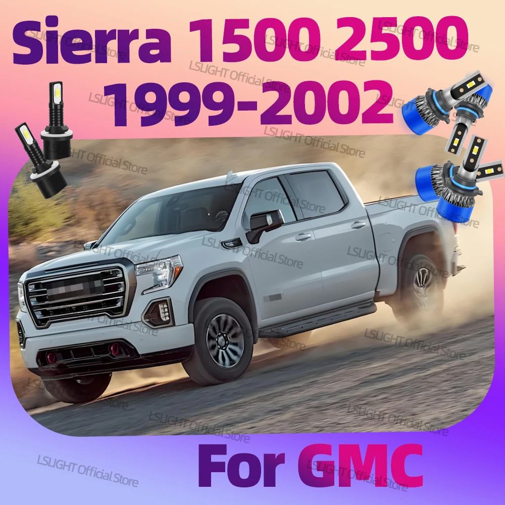 

2/6x автоматические передние фары для GMC Sierra 1500 2500 1999-2002 - светодиодные фары 6000K 3570 CSP противотуманные фары 12 В аксессуары