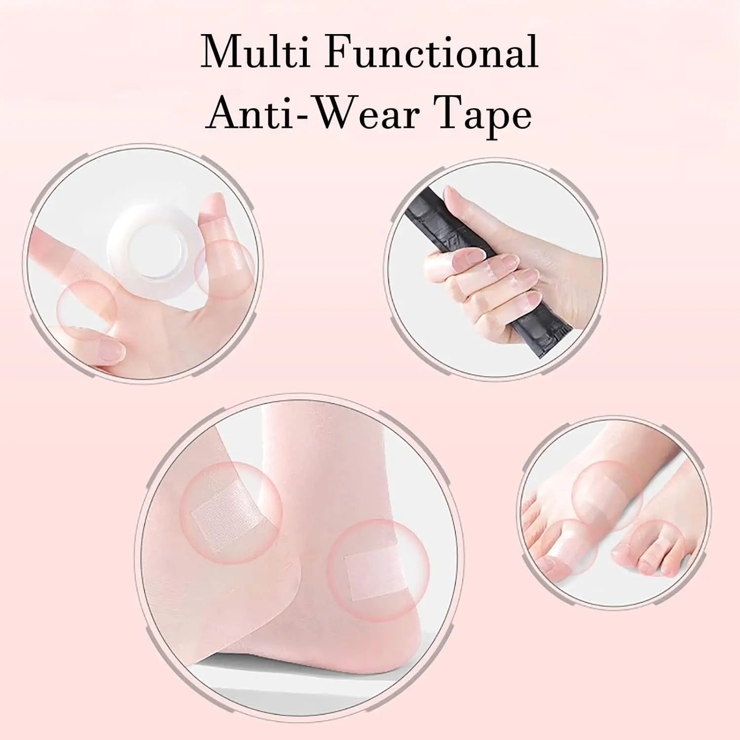 ملصق لاصق للعناية بالقدم 2 لفات، لفة شريط حماية للقدم مضادة للتآكل، شريط غير مرئي مقاوم للماء بكعب عالٍ، وسادة نفطة للكعب