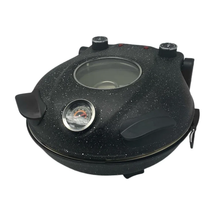 

Black Round Waffle Cone Maker Pizza Maker Machine Pizza Oven With 12inch Pizza Stone Plate