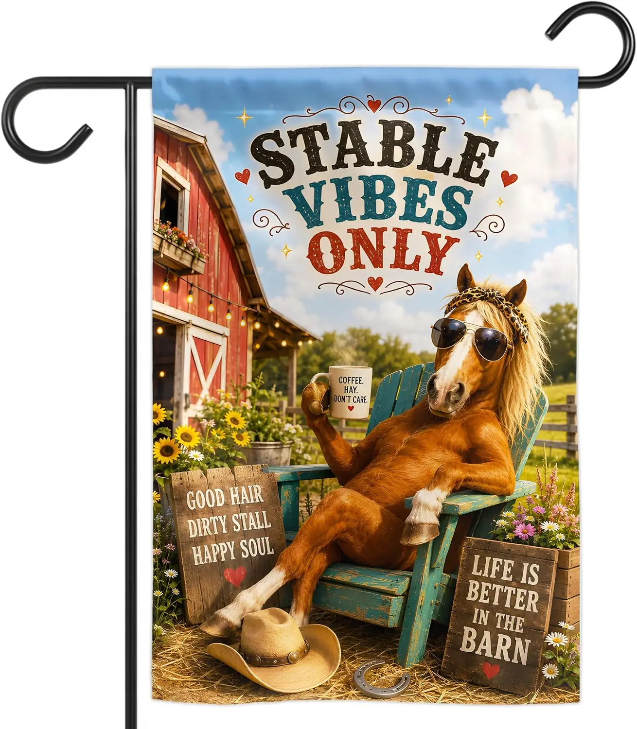 TODOLIA (12"x18") Stable Vibes Only Garden Flag Double Sided, Barrel Racing Equestrian Yard Flag House Porch Patio S PPZ