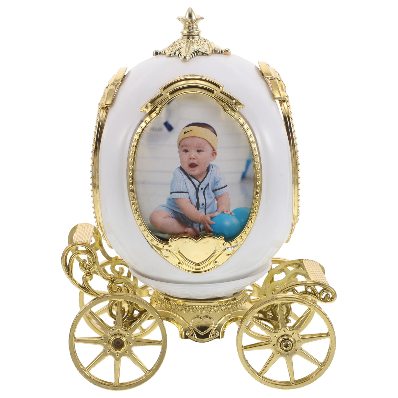 

Vintage Music Box for Women with Pumpkin Carriage Design Rotating Picture Frame Ornament Bedroom Decorative Jewelry Display Home