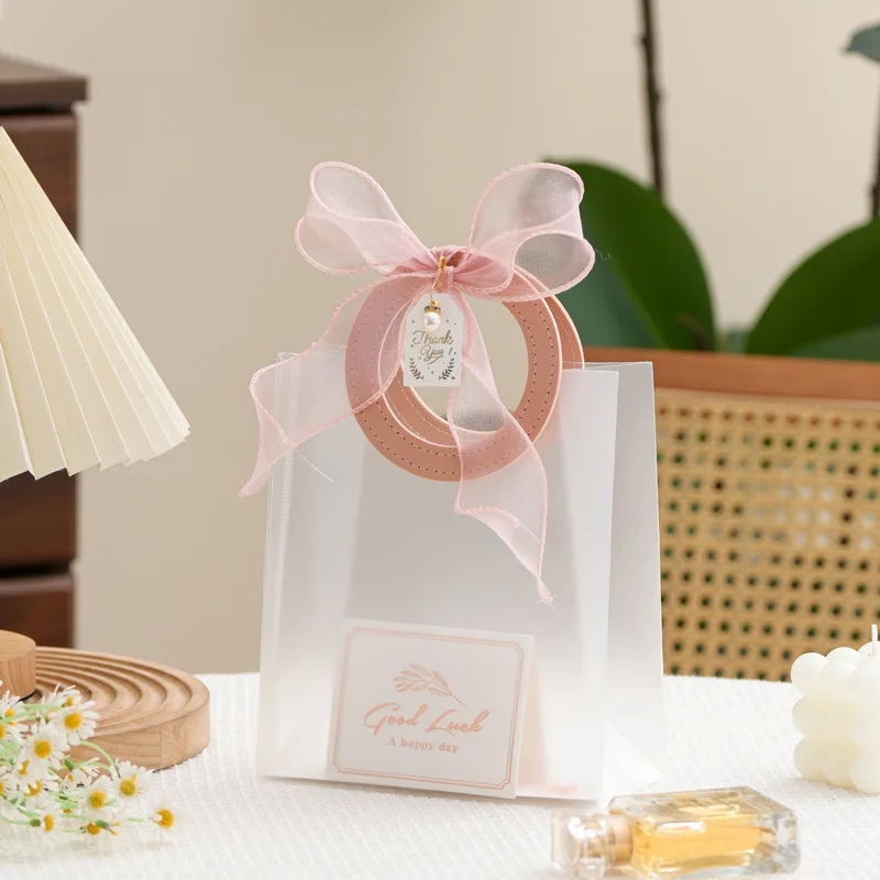 Mattierte transparente Geschenktüten mit runden Griffen – halbtransparente Party-Geschenktüten, ideal für Brautpartys TMZ – Detail 2