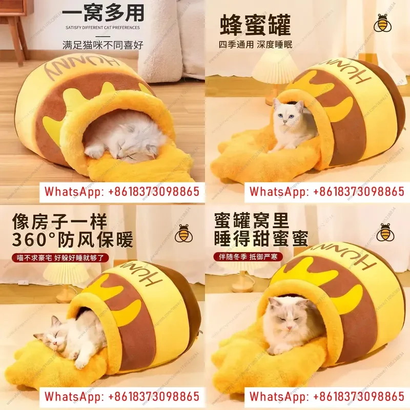 Cat nest winter warm closed security shelter cat house villa honeypot nest Internet celebrity kittens pet supplies