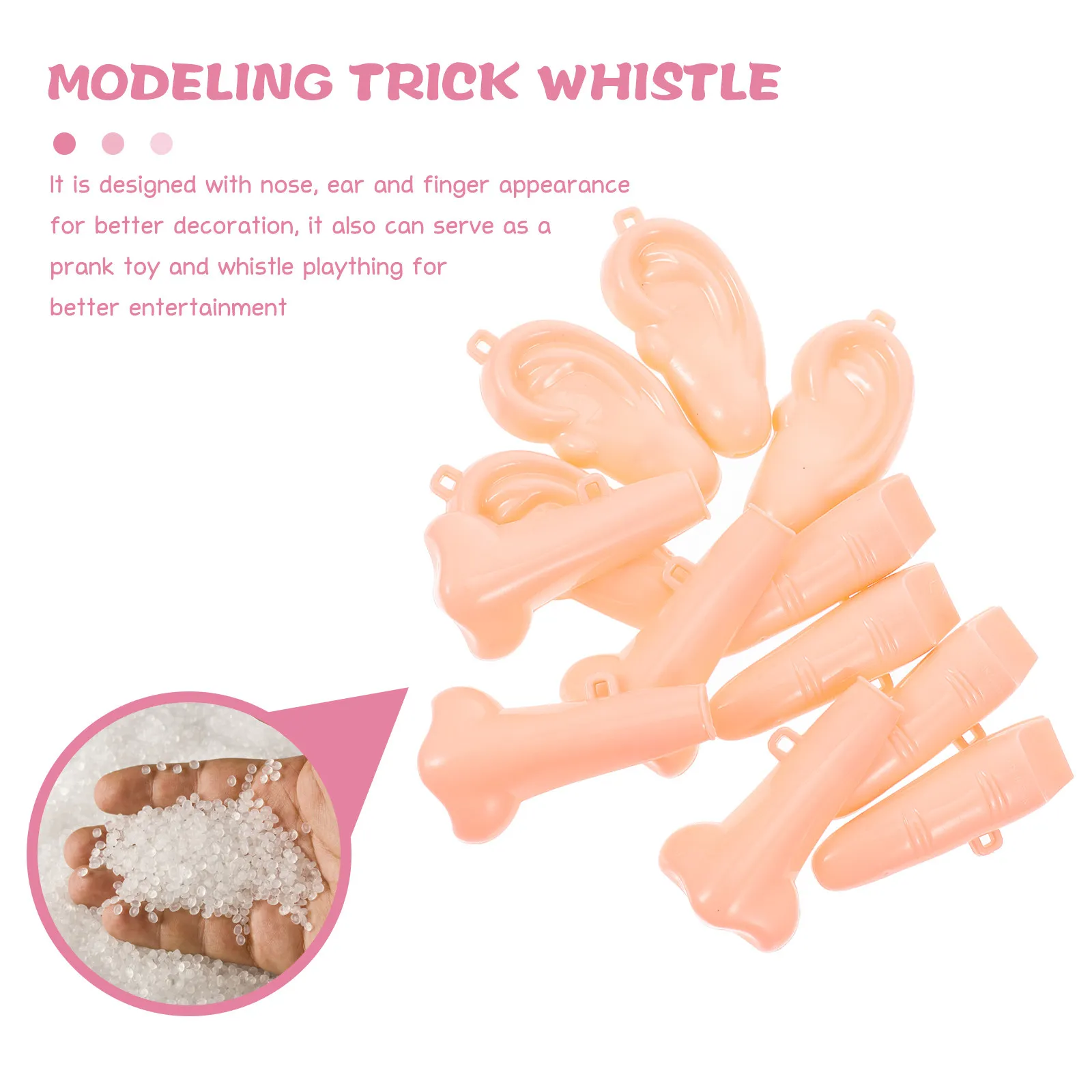 6pcs Plastic Whistles for Pranks – Fun Nose & Ear Props for Kids & Adults, April Fool’s Day Accessories