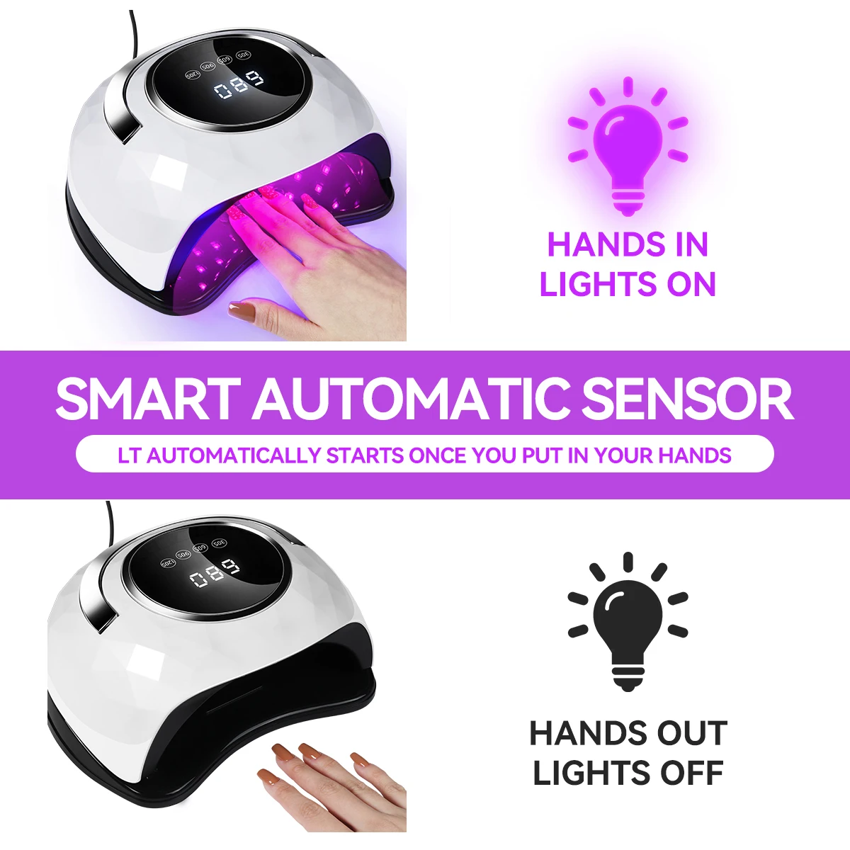 1Pc 288W 63 Lamp Kralen Dubbele Lichtbron Nagellamp High Power Uv Nagel Droger Voor Alle Nagellak, Led Fototherapie Licht