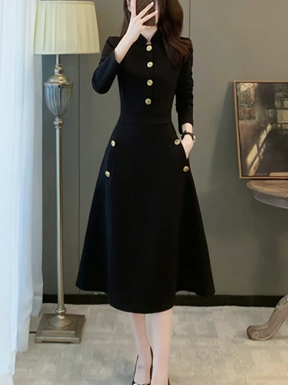 Ele Bla Dr Saia feminina de camada base emagrecedora de cintura alta outono inverno nova Sle Ins Sle cor pura cintura alta A-Li...