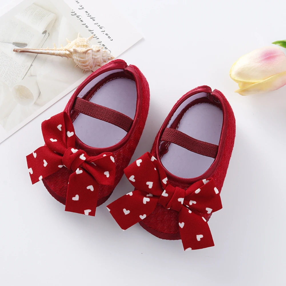 Baby Girls  Flats with  Infant Non-Slip Soft Sole Cute Bowknot Shoes Newborn Princess Wedding Shoes Toddler First Walkers 0-12M