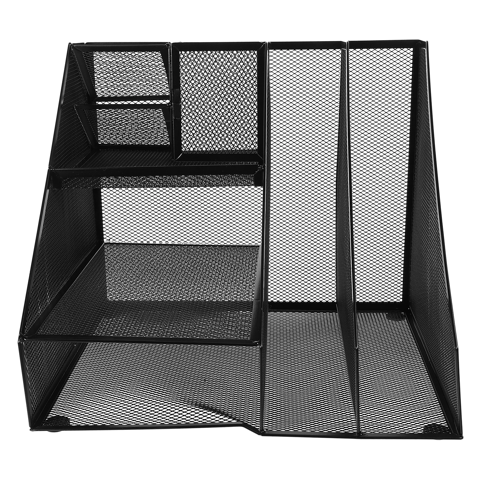 

Metal Mesh File Rack Stationery Organizer Black 2 Columns 3 Layers Left Pen Holder Desk Storage Shelf Document Letter A4