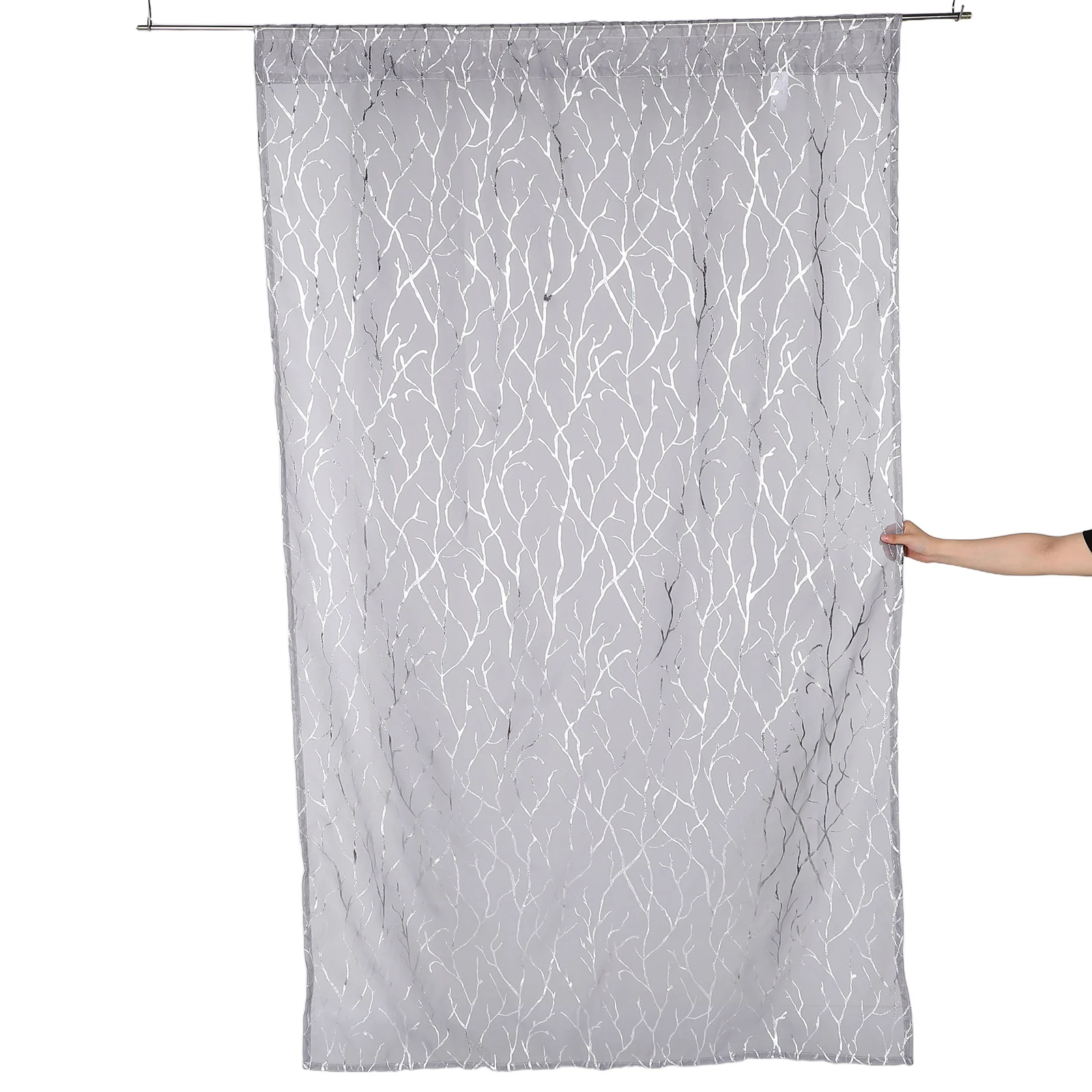 

Curtains Silver Yarn Sheer Transparent One Panel Light Filtering Privacy Panels Sturdy Material Easy Installation Dining Room