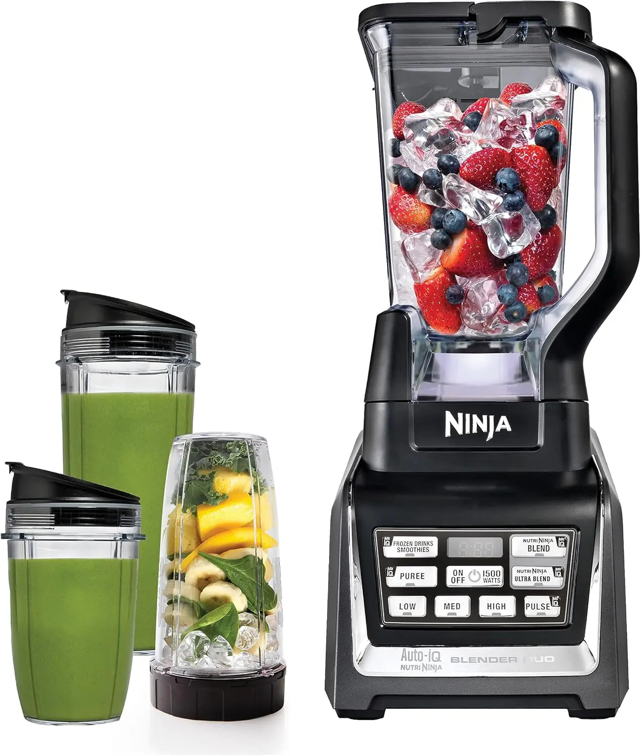 BL642 Nutri Personal & Countertop Blender with 1200W Auto-iQ Base, 72 oz. Pitcher, and 18, 24, & 32 oz. To-Go Cups with Spout Li