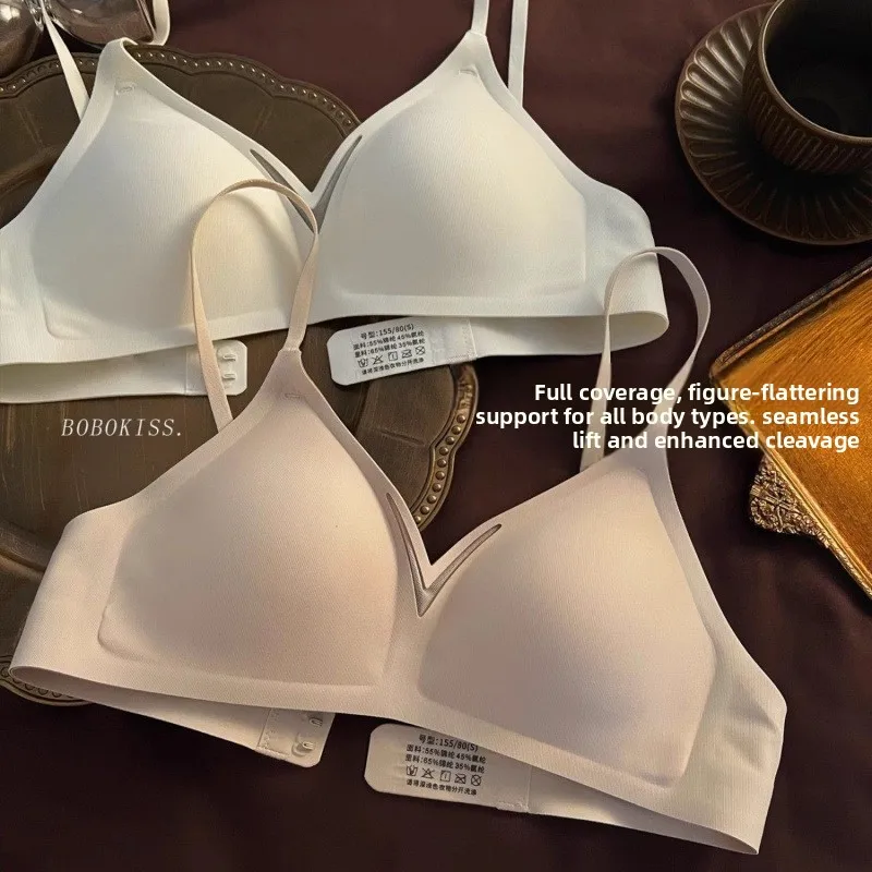 New Stylish, Simple, And Comfortable Bra, Seamless Lingerie for Women, Small Bust, French Triangle Cup, Summer Thin Version