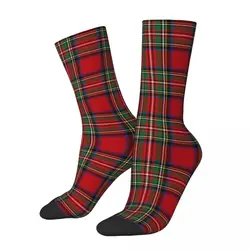 Funny Tartan Clan Stewart Plaid czarny czerwony czek skarpety piłkarskie poliester środkowe podkolanówki dla Unisex wchłaniające pot