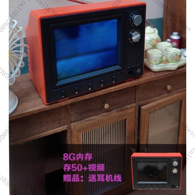 Mini Tv Toy Miniature TV Playable Video Mini Television Model Living Room Home Appliances Decor Toy