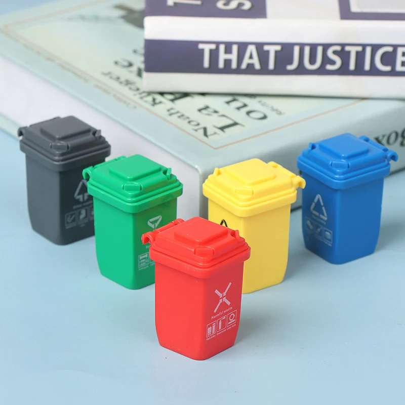 5pcs/set 1:12 Dollhouse Miniature Trash Can Model Furniture Accessories For Doll House Decor Kids Play Toys