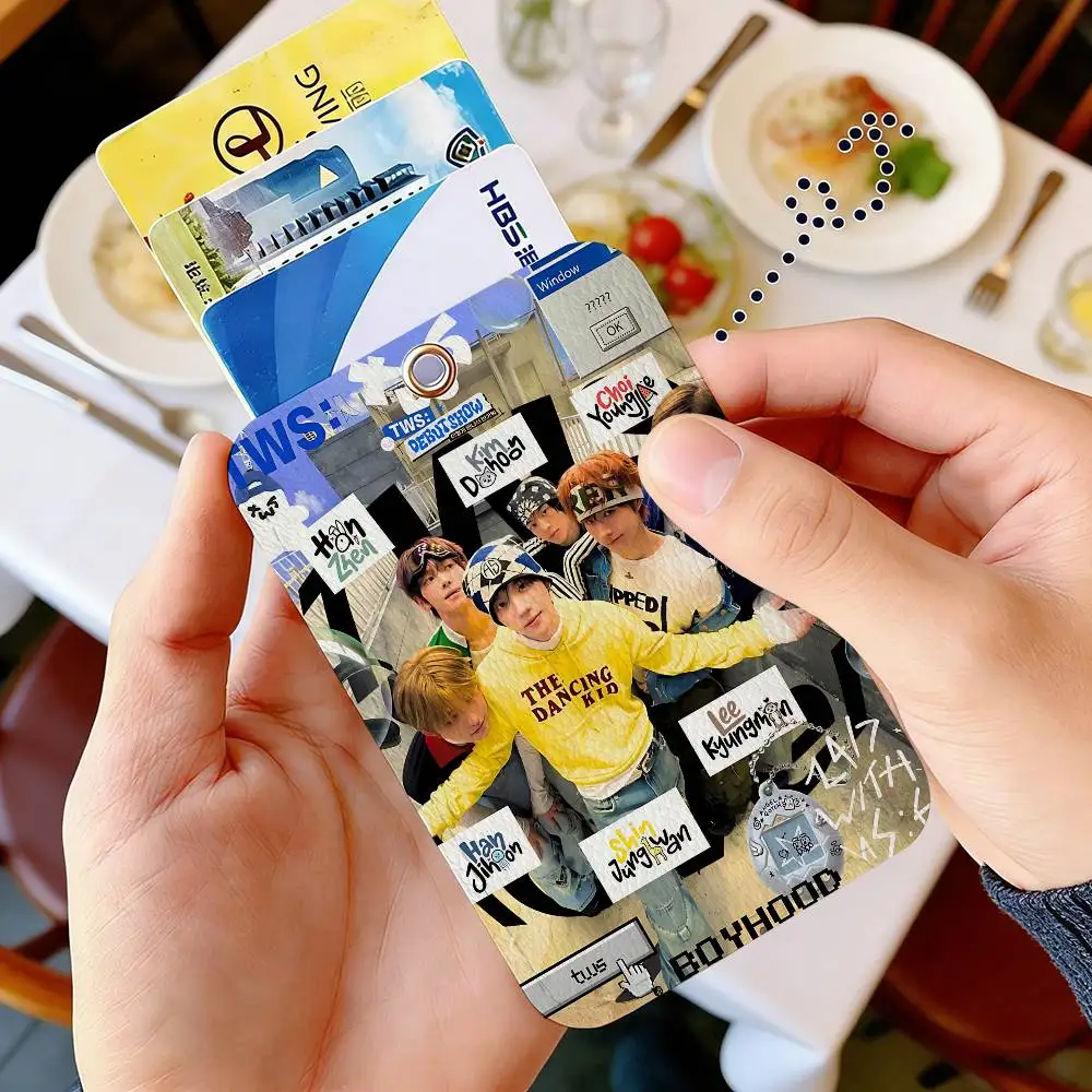 Korean Boy Band T-TWS-S Kpop  Style PU Access Card Holder with Keychain - Executive Protection for Bank card,Subway, Bus Card