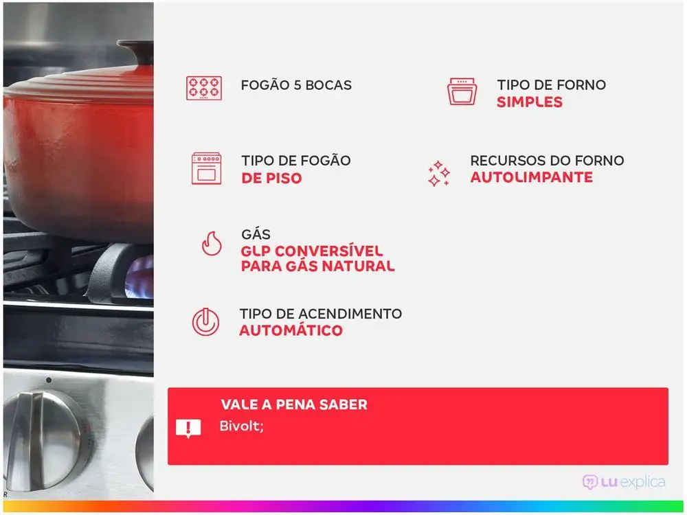 Esmaltec طاولة زجاجية سوداء ، 5 موقد كرة ، Bivolt