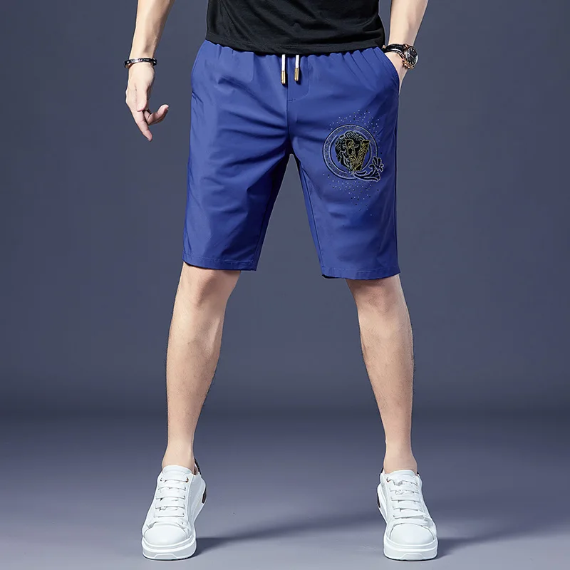 

Мужские летние спортивные шорты Slim Fit: модные, быстросохнущие, синие, тонкие, повседневные, средней длины