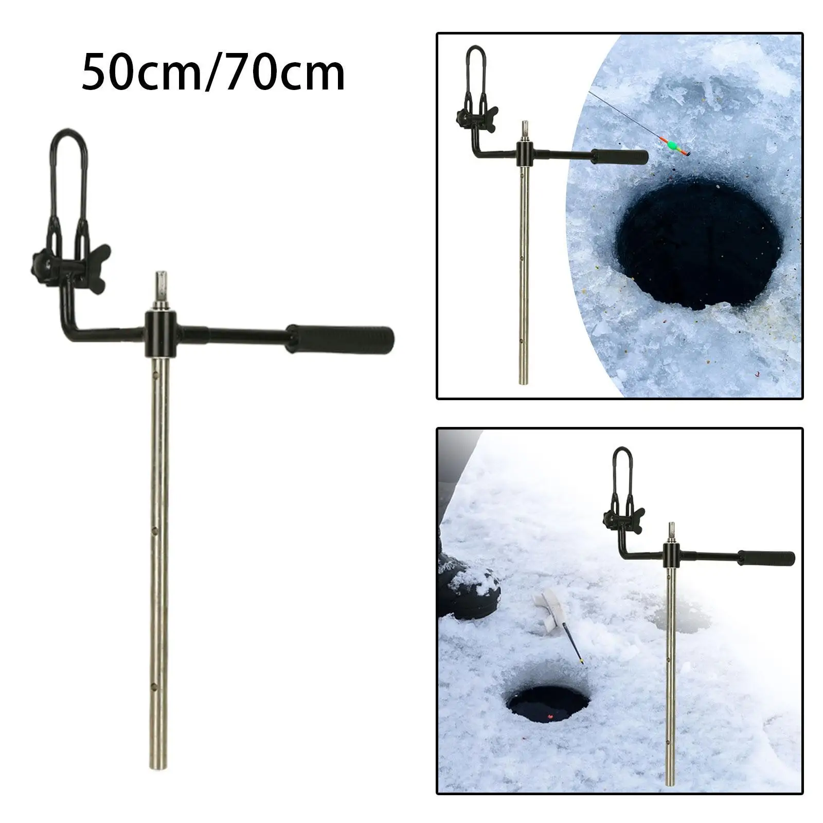 Ice Drill Auger Extension Rod Fishing Accessories Multifunctional Ice Insert with Handle and Drill Connector Ice Chisel