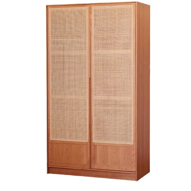 Nordic solid wood wardrobe, cherry wood door, wardrobe, Japanese-style bedroom cabinet, black walnut storage cabinet, household