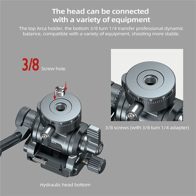 F38 Quick Release Fluid Video Pan-Tilt 360° ° Панорамный подвес с панорамированием и наклоном и наклоном 145г. °   С съемной ручкой для съемок штатива-PZZW