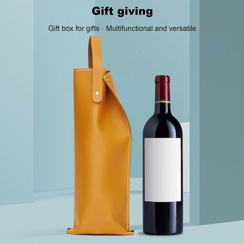 Wine Packaging Bag Fake Leather Wine Tote Carrier Stylish Wine Bottle Champagne Protective Bag with Handle for Party