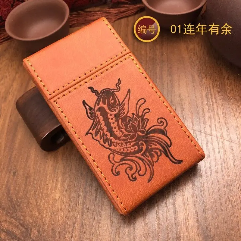 20pcs 5.2mm 100s Slim Cigarette Case For Women Ultra-Thin Portable Pu Leather Long Tobacco Box