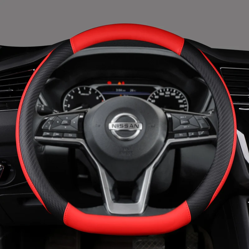 D Shape Car Steering Wheel Cover For Nissan X-Trail Qashqai March Serena Micra Kicks 2017-2019 Altima Teana 2019 Sentra 2022