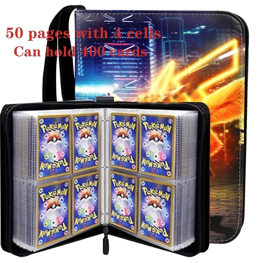 /NUOVO-- 400 pezzi *Poke monedito!! !Album Raccoglitore Tesserino PU Cerniera Album fotografico Porta carte Collezione di giocattoli Cartella Lettere Carte Hobby